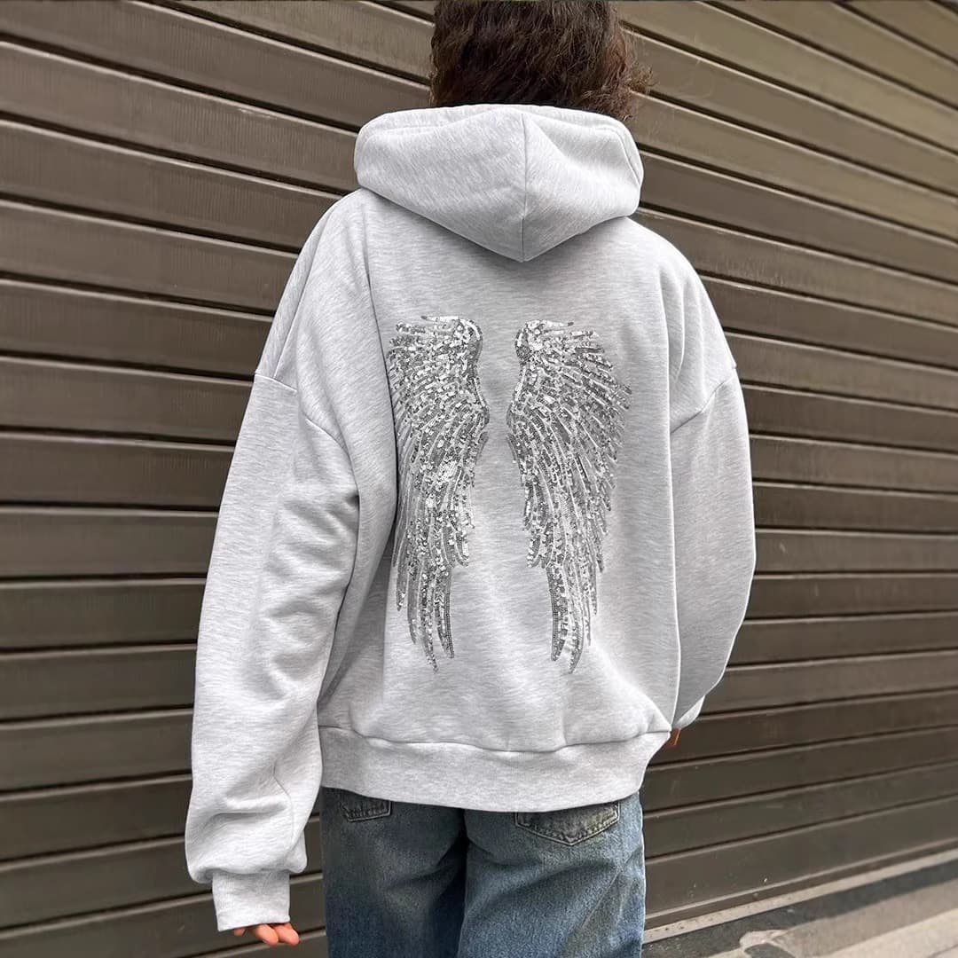 2026 New Women's Fashion Amazon Casual Set with Solid Color Wing Sequins Embroidery, In Stock for Cross-Border Sales