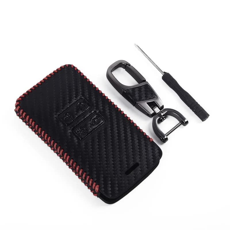 Genuine Leather Key Case with Carbon Fiber Pattern for Renault Koleos Dacia Kadjar