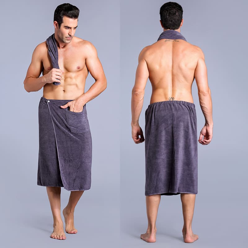 Custom Export Hotel Home Use Swimming Half Wrap Absorbent Quick-Dry Plus Size Men's Bath Wrap Towel Wearable