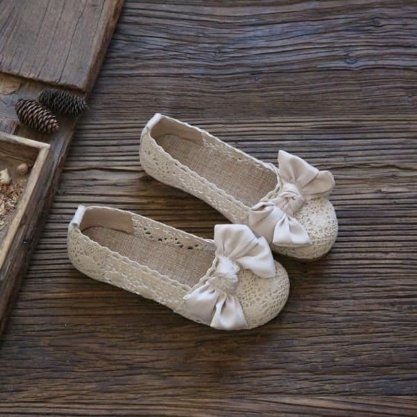 Old Beijing Cloth Shoes 2025 Summer New Bowknot Hollow Cutout Maternity Shoes Clogs Fisherman Shoes Women's Flats