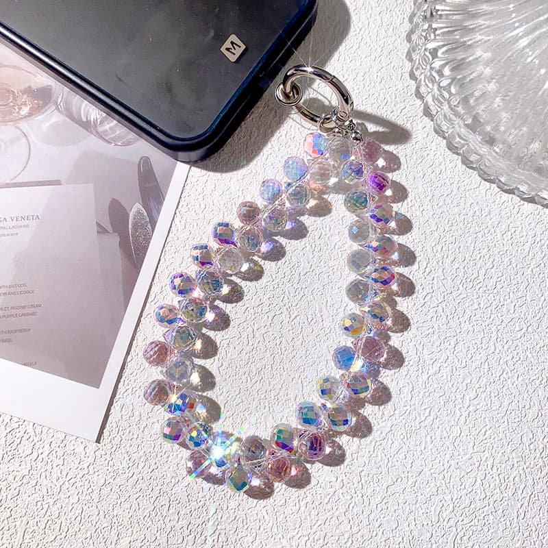 Trendy Sparkling Strawberry Crystal Phone Chain, New Style Phone Strap, Hand Chain, Phone Lanyard with Card Holder