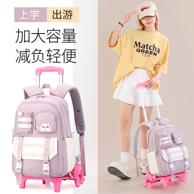 Foldable Rolling Backpack for Middle and High School Students, Large Capacity Trolley Backpack, Cross-Border Large Wheel Trolley Bag, Travel Bag