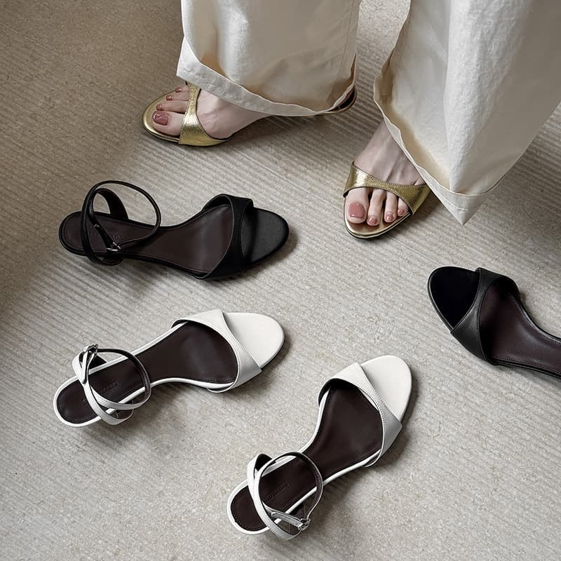 Women's Sandals 2026 Summer New Trendy Design Casual Round Toe Open Toe One-Strap Kitten Heel High Heels