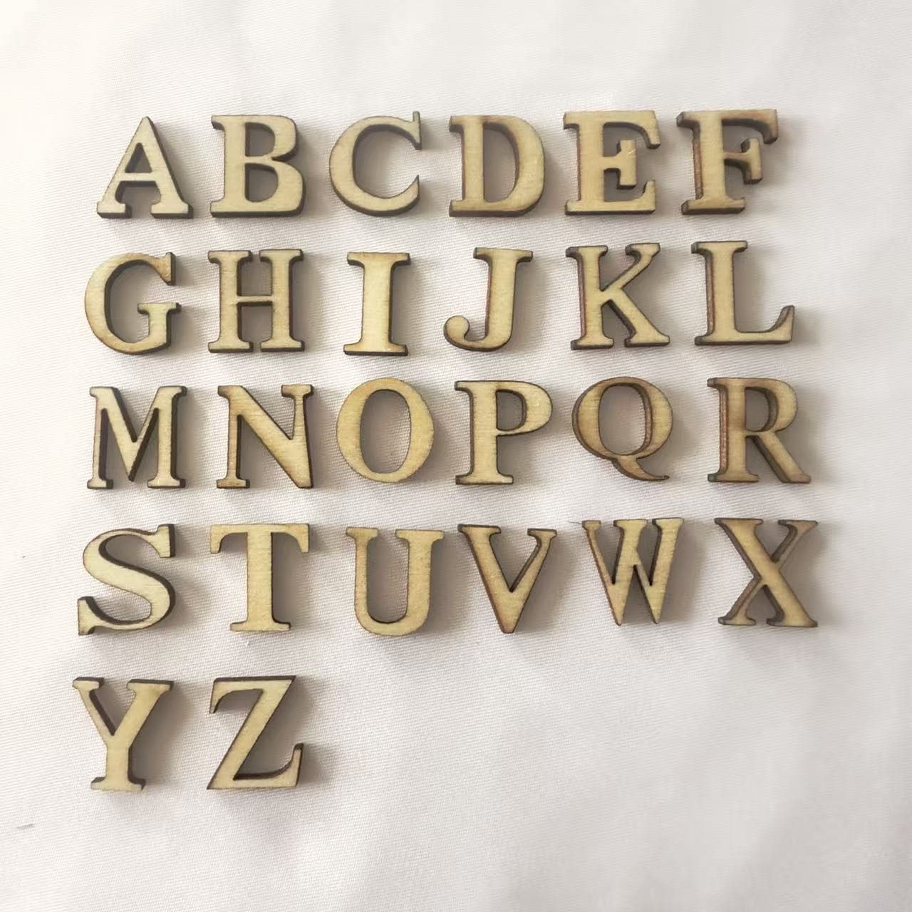 Cross-border Wooden 26-Letter Alphabet and Number Laser-Engraved Wood Chips Set, Digital Decoration, Early Education Literacy Teaching Aid