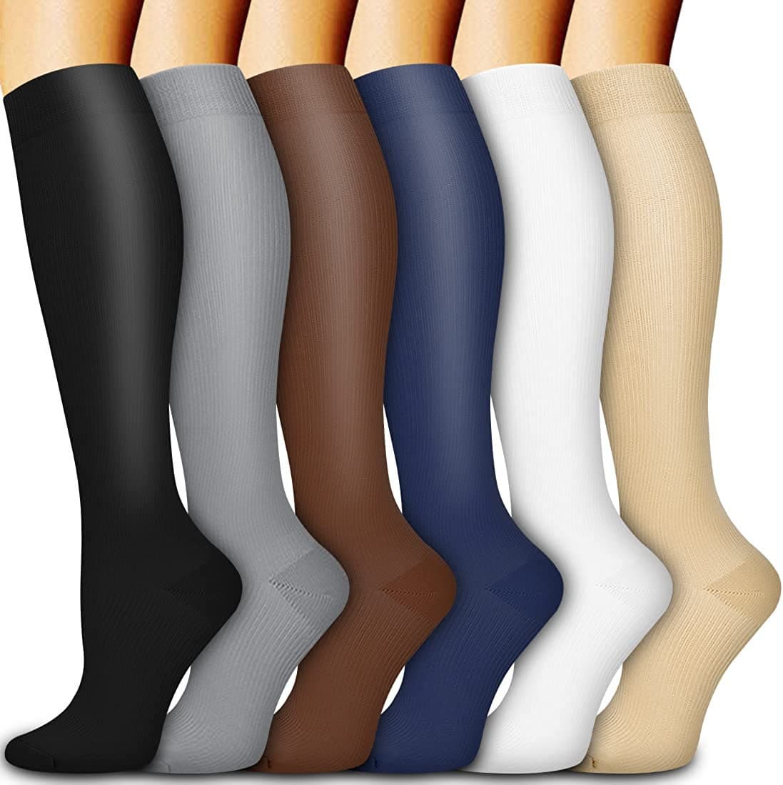 Compression Socks for Women, Sheer & Sports Compression Socks, Long Calf Running Socks, Solid Color, for Amazon, Shein, AliExpress