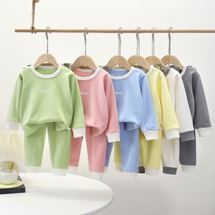 New Kids Dralon Thermal Underwear Set Boys Girls Autumn Winter Pajamas Homewear Middle and Big Kids Long Underwear Set