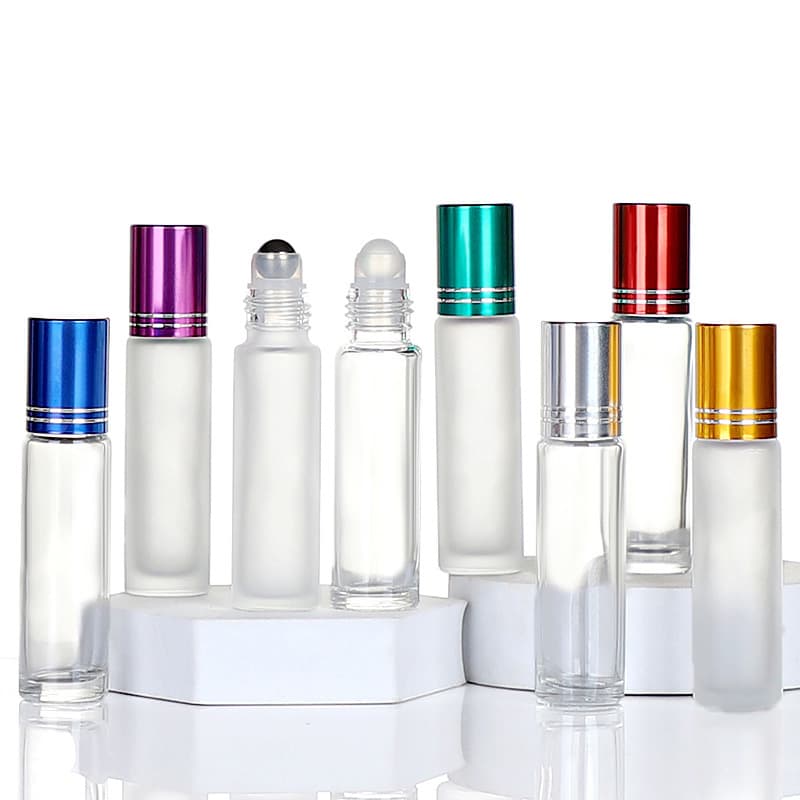 Roller Ball Bottle Crystal White Glass Cosmetic Bottle 10ml Perfume Refill Bottle Roll-On Essential Oil Bottle Wholesale Bottles
