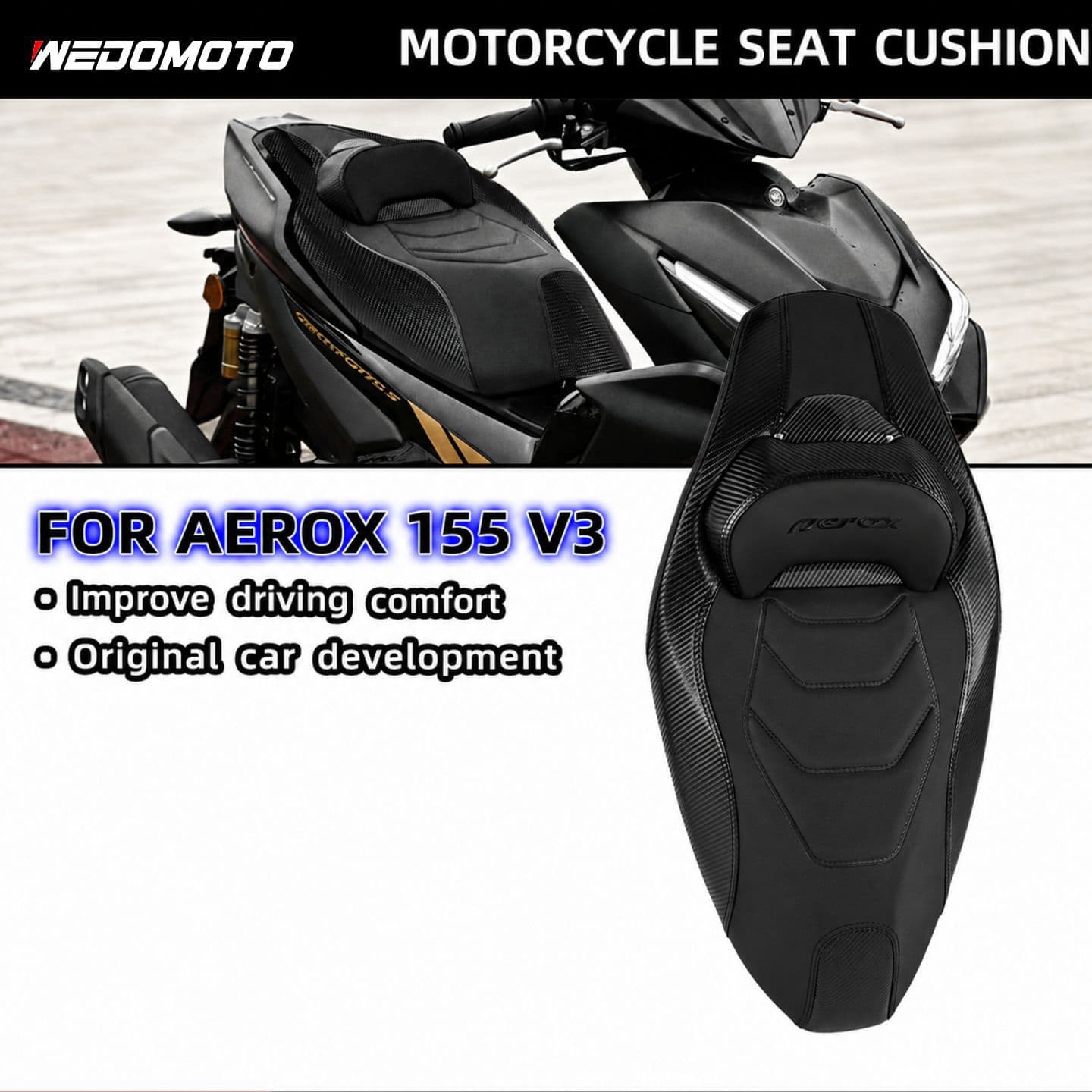 Suitable for 17-26 models of Yamaha AEROX155/NVX155 thickened seat cushion and seat bag, universal modified accessories for all seasons