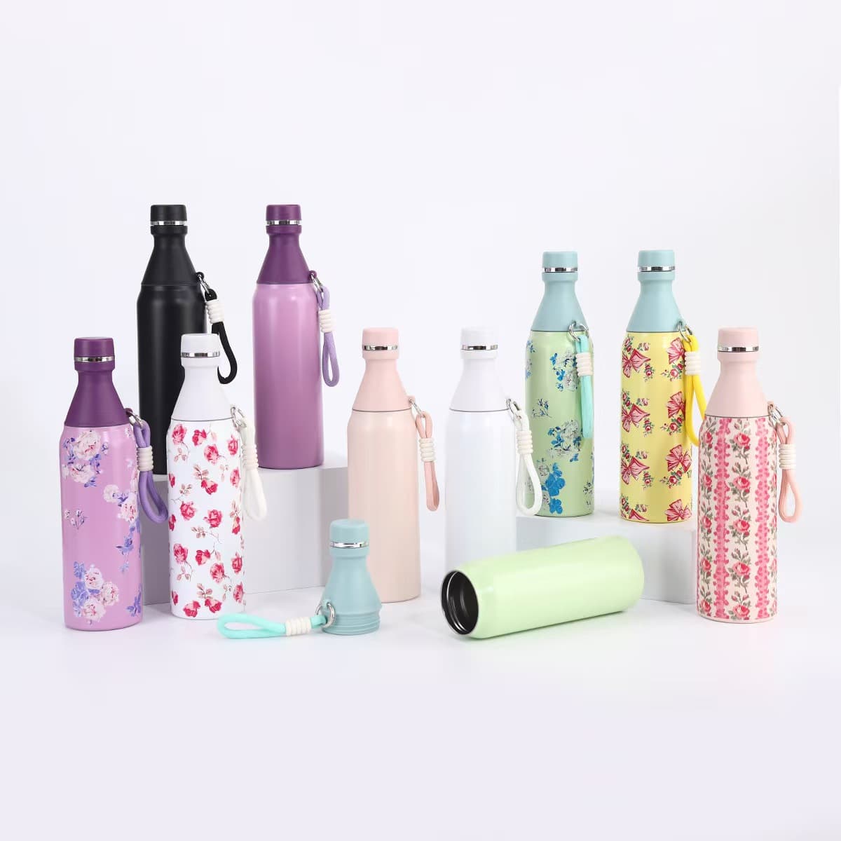 20oz Small Mouth Bowling Insulated Cup with Carry Rope, 304 Stainless Steel Cola Bottle, American Outdoor Sports Water Bottle