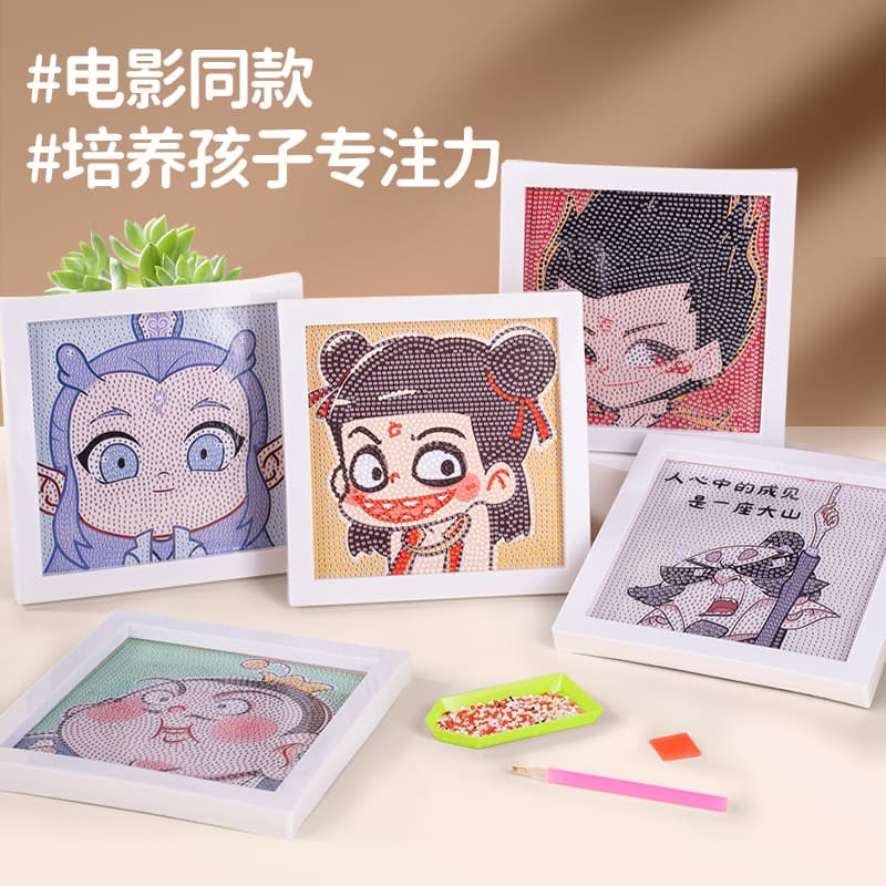 New Nezha Diamond Painting Children's Handmade DIY Cartoon Sanrio Diamond Sticker Art Girl Diamond Sticker Toy
