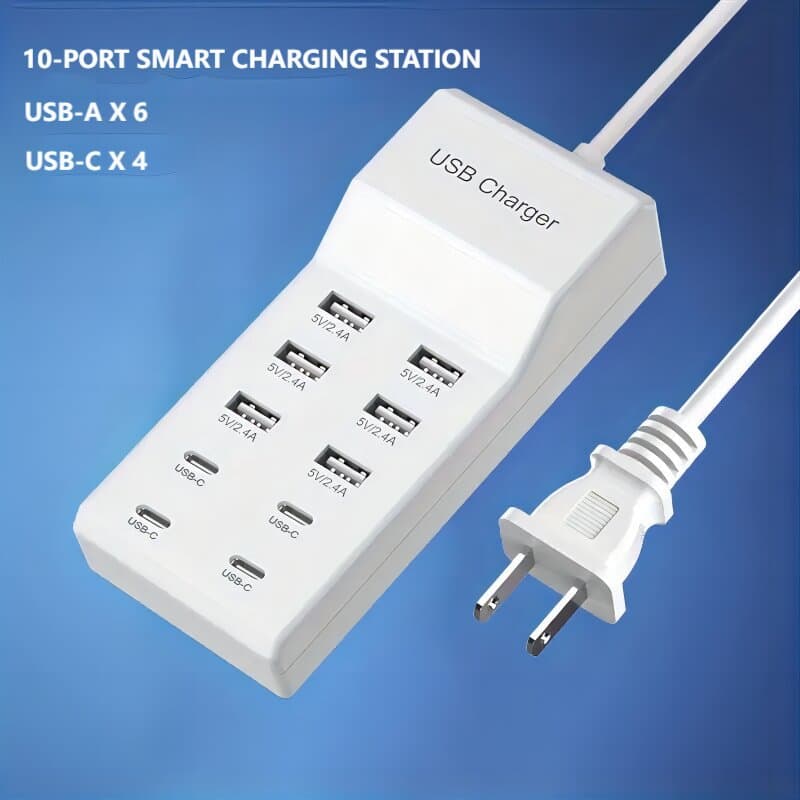Cross-border 50W multi-port charger for phones, tablets, earphones, and speakers with USB multi-socket.