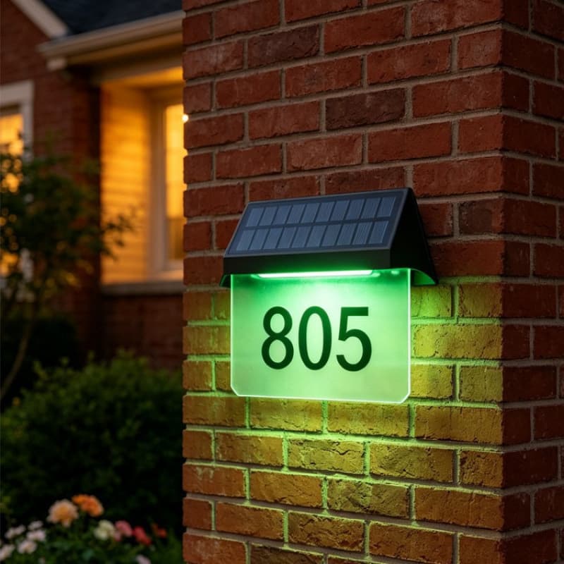 Solar-Powered House Number Light, Three-Color LED Digital Address Sign, Wall-Mounted New Solar Outdoor Light