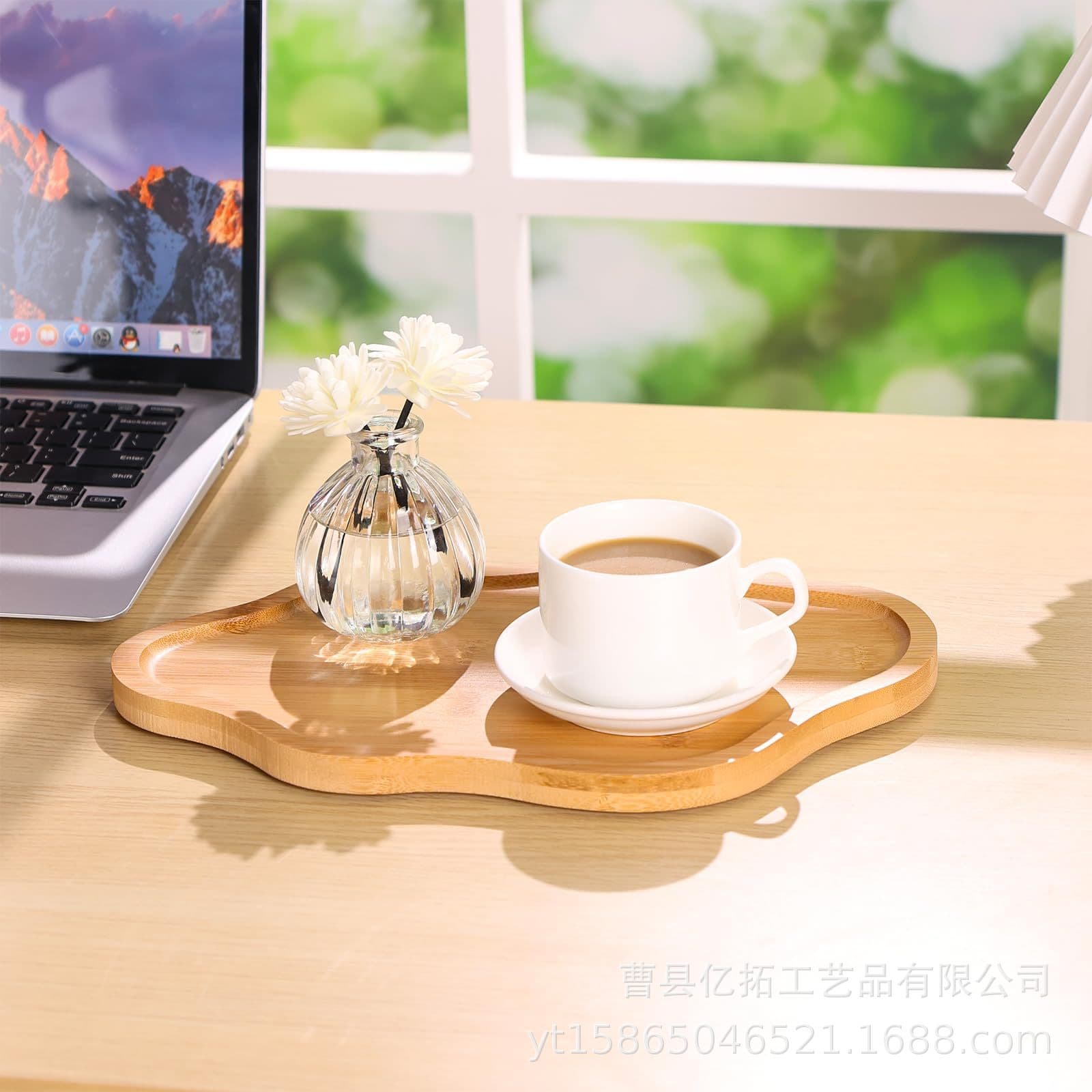 Wooden Decorative Candle Holder Perfume Tray Cloud Jewelry Tray Small Ornaments Plate Coffee Table Wooden Tray Home Decoration