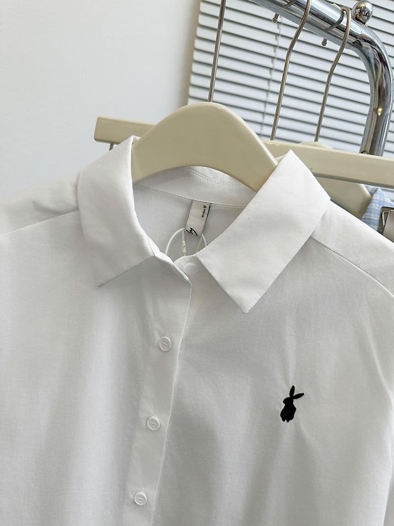 New Summer Women's Academic Style Embroidered Short-Sleeve Shirt, White Loose Fit Fashionable Versatile Cardigan Blouse Top