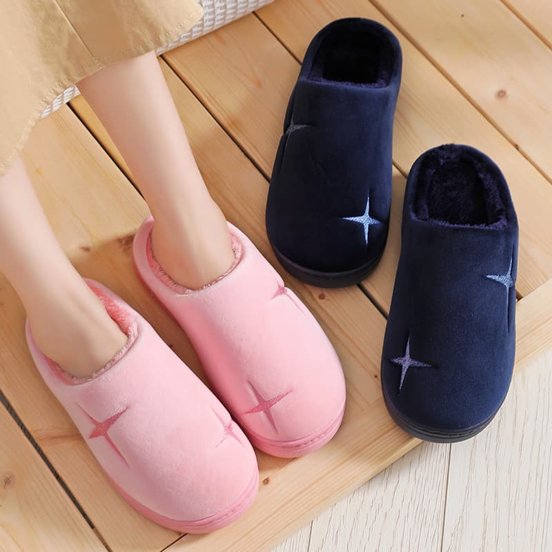 Factory Wholesale Autumn Indoor Home Couples Plush Slippers Warm Shoes Maternity Anti-Slip Fleece-Lined Men's Cotton Slippers Women