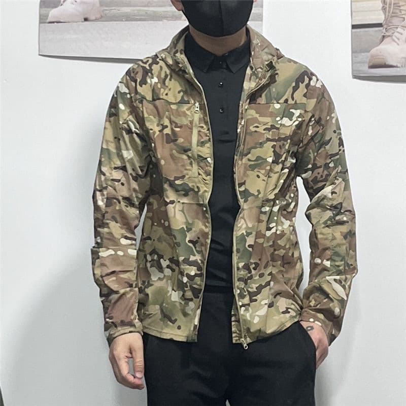 New Summer Outdoor Men's Lightweight Stretch Camo Sun Protection Jacket Quick-Dry Skin Coat Waterproof Windproof Breathable Tactical Jacket