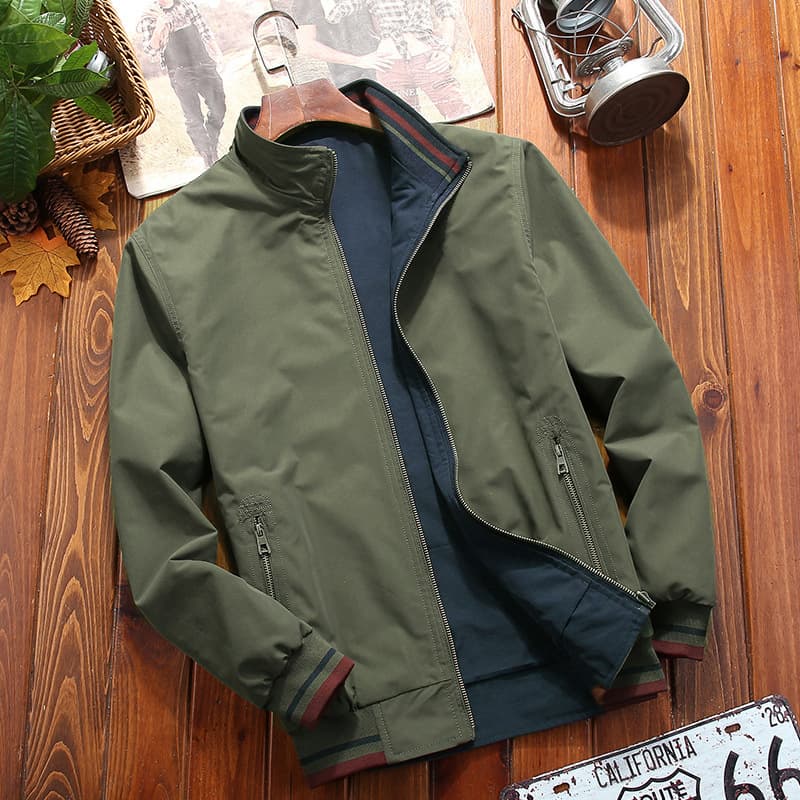 Cross-border Amazon AliExpress popular men's reversible jacket sports casual stand collar loose casual jacket trend