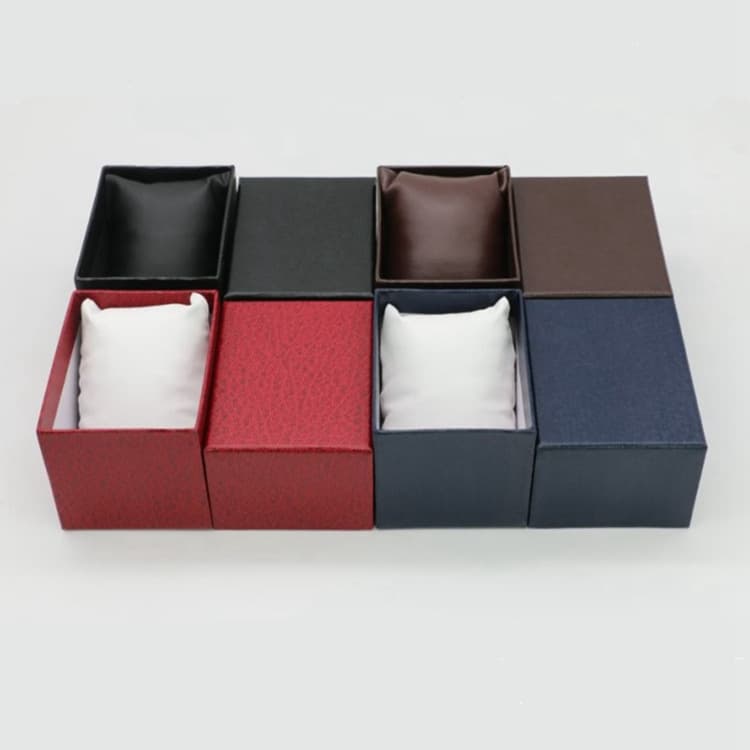 Fashion Lychee Grain Paper Watch Box, Heaven and Earth Cover Jewelry Bracelet Display, Gift Packaging with Logo Printing