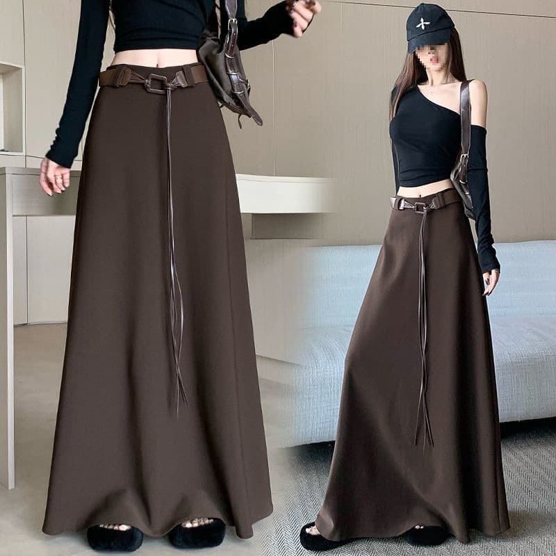 French Hepburn style suit skirt, new autumn/winter style, plus size, slimming, long skirt, chic and flared skirt