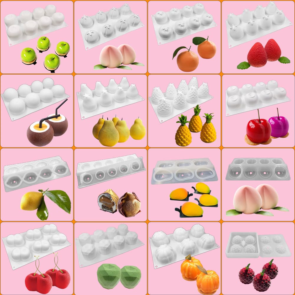 Amazon fruit mousse silicone cake mold DIY baking fruit shape French chiffon dessert mold foreign trade