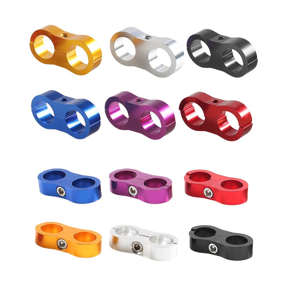 Car modification braided oil pipe clamp bracket AN4 AN6 AN8 AN10 AN12 double hole oil pipe clamp