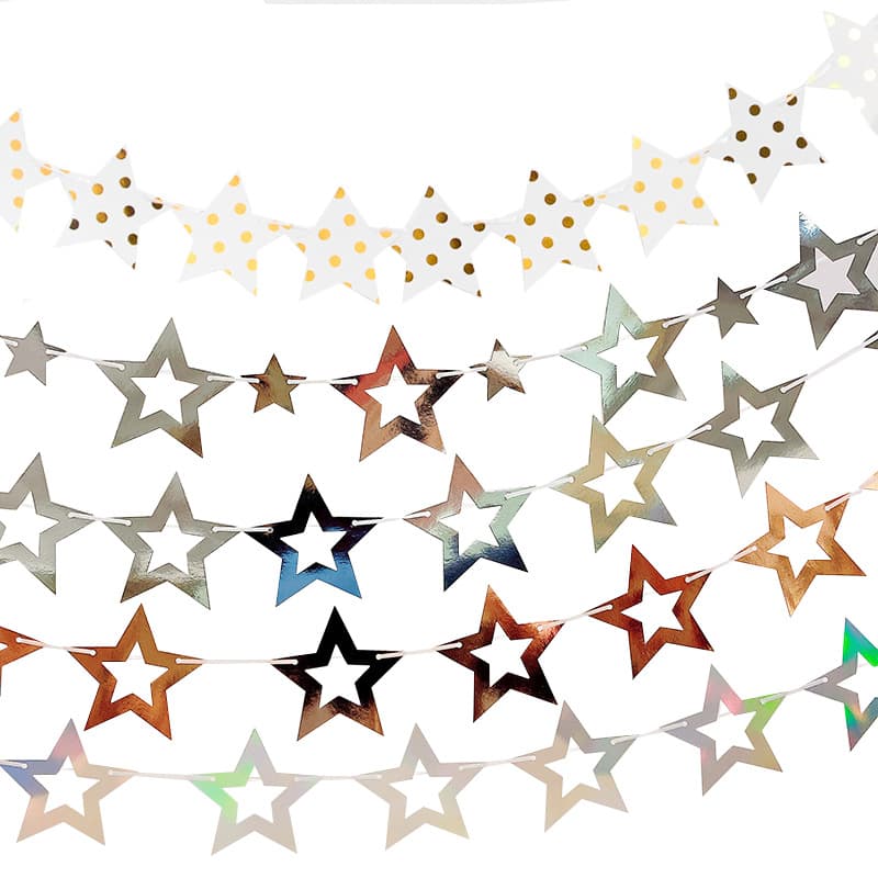 Hollow-out Star Happy Birthday Garland for Mirror Wall and Party Festive Decorations