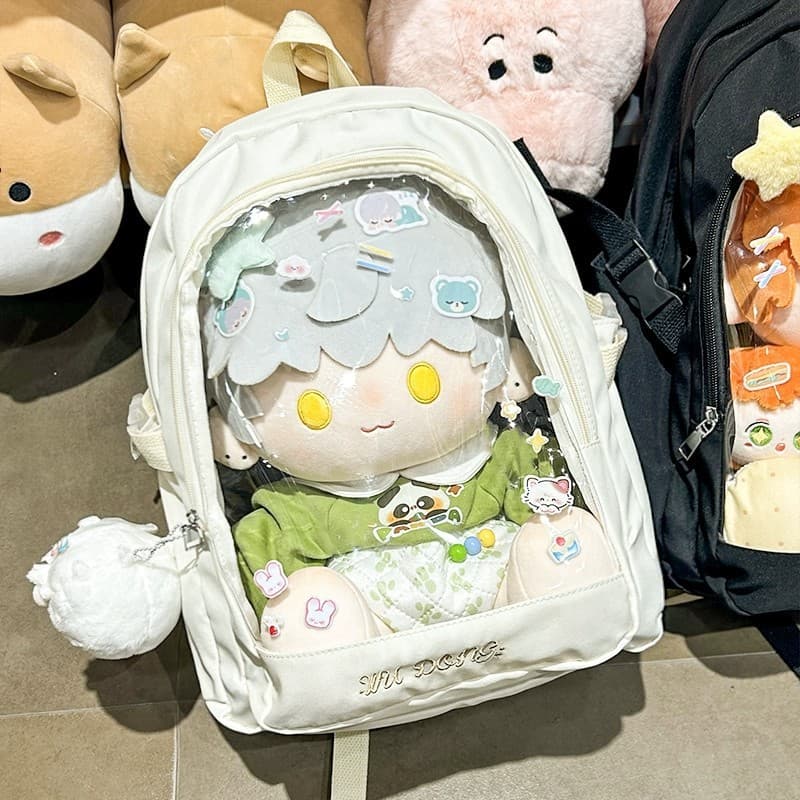 Everyday versatile 40cm cotton doll two-dimensional transparent pain bag baby bag cute soft girl college style student school bag