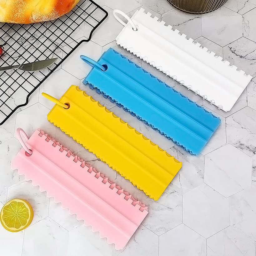Plastic scraper 4-piece set cake contour comb scraper fondant cake decoration square smoother contour scraper