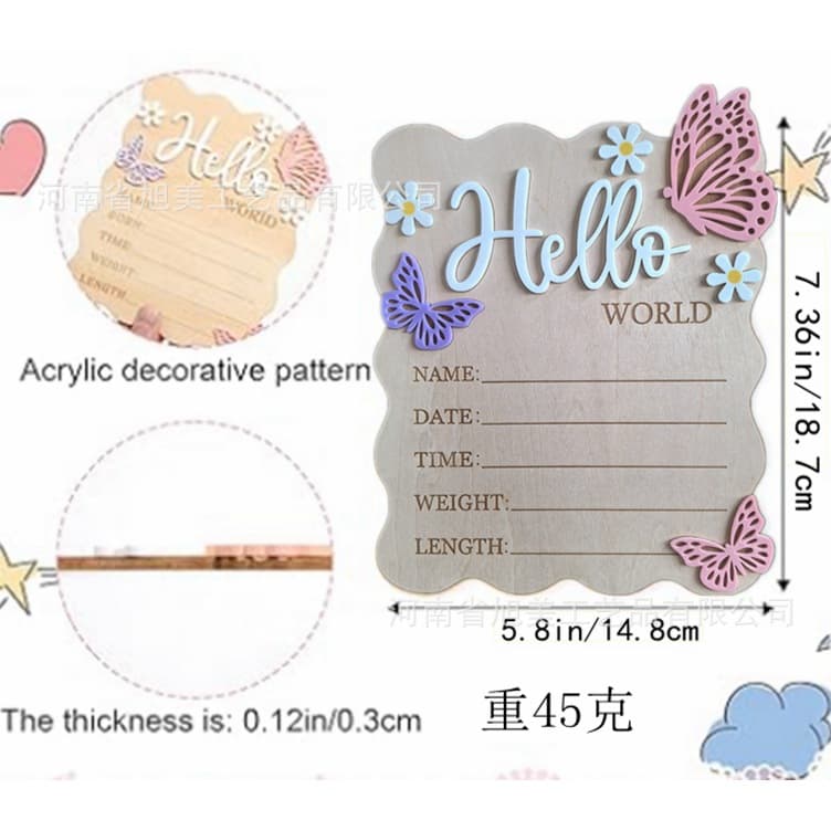 Cross-border Amazon new product baby birth statistics sign wooden home decoration ornaments children's room diy ornaments