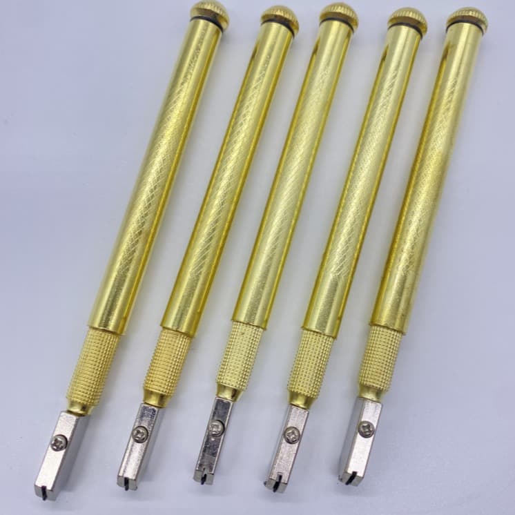 Household portable roller glass knife for tile and glass cutting, iron rod handle, thick glass push cutter