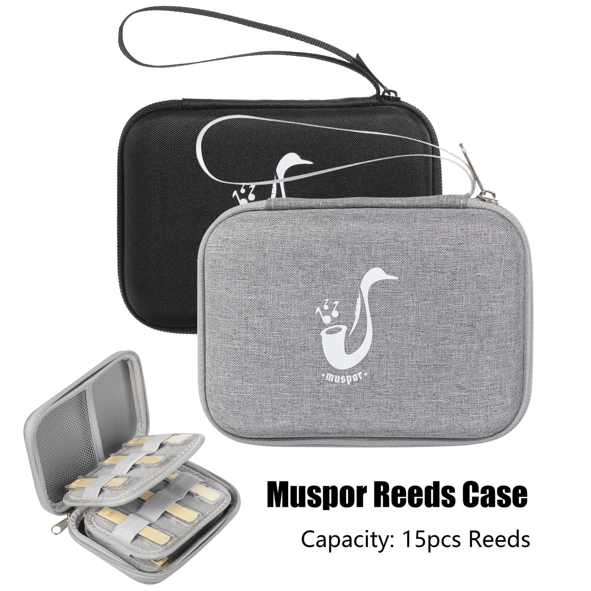 Muspor Reed Storage Box Waterproof Bag Suitable for Saxophone, Clarinet Reed Storage Bag (Capacity 15 Pieces)