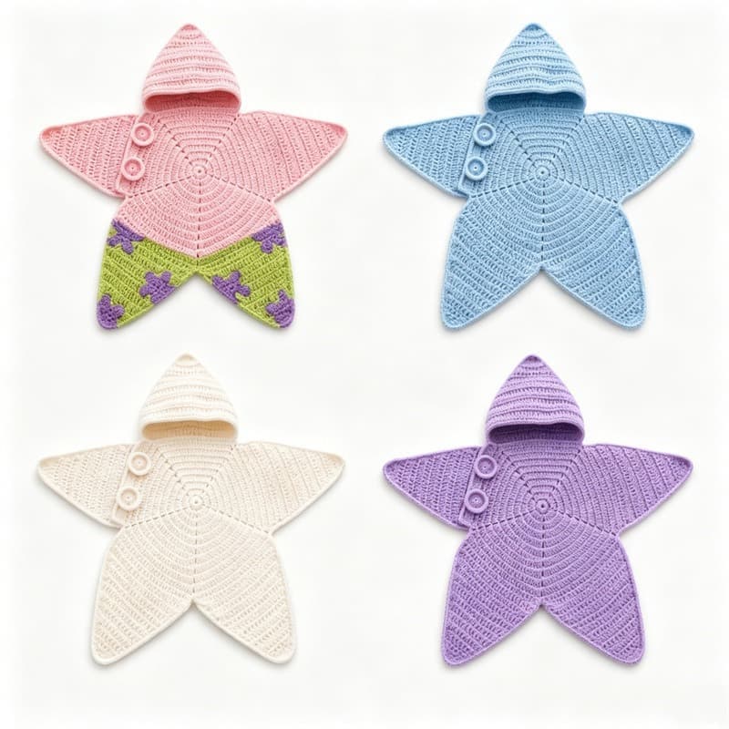 Patrick Star Baby Sleeping Bag Hand-Knitted Yarn Kit Knitted Starfish One-Piece Baby Outfit Wholesale Supply