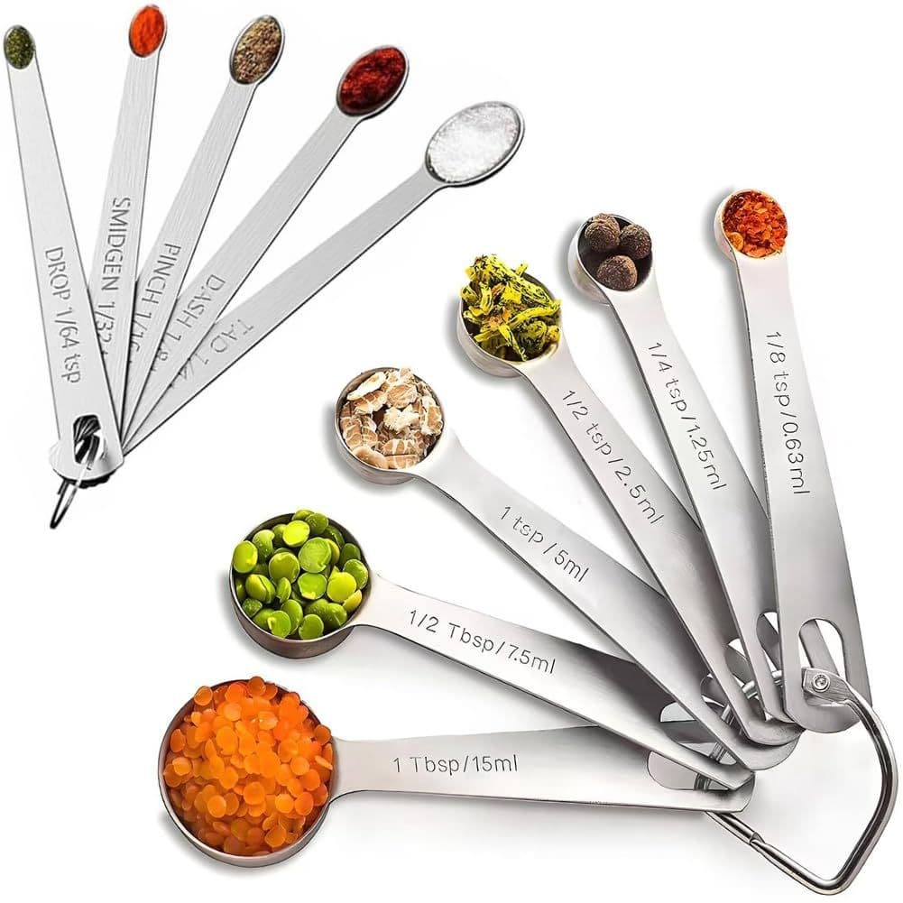 New baking scale measuring spoon stainless steel round measuring spoon 6-piece set baking seasoning spoon coffee spoon square spoon set