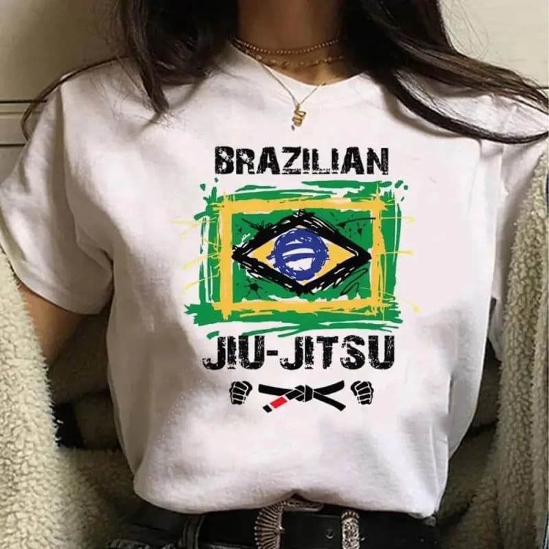 Brazilian Jiu-Jitsu Printed T-Shirt Crew Neck Short Sleeve Casual Top Women's Loose Fit