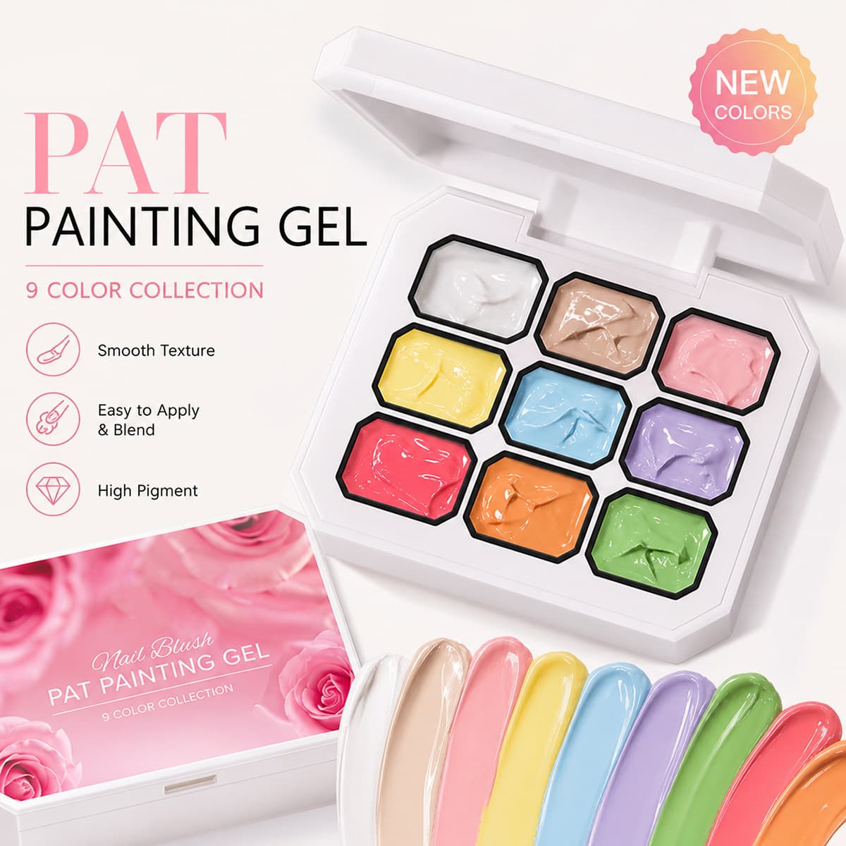 Cross-border Hot-selling 9-grid Patting Gel Nail Solid Painting Blush Saturated Smudge Gradient No-wipe Nail Polish Gel