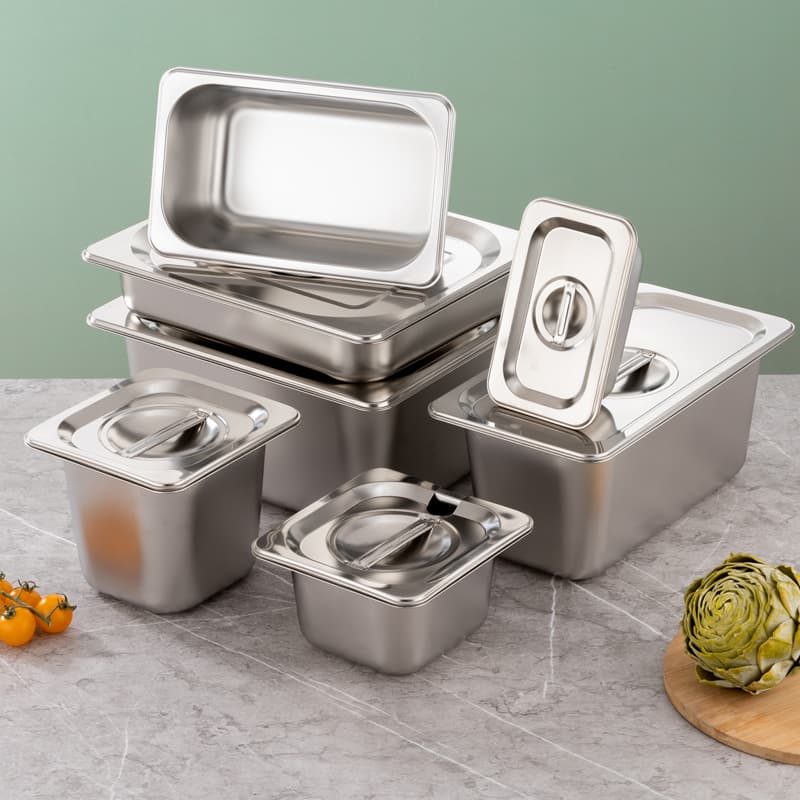 Stainless Steel Rectangular Food Pan with Lid, Commercial Use, Small Square Pan, Large Capacity, Thickened, Wholesale
