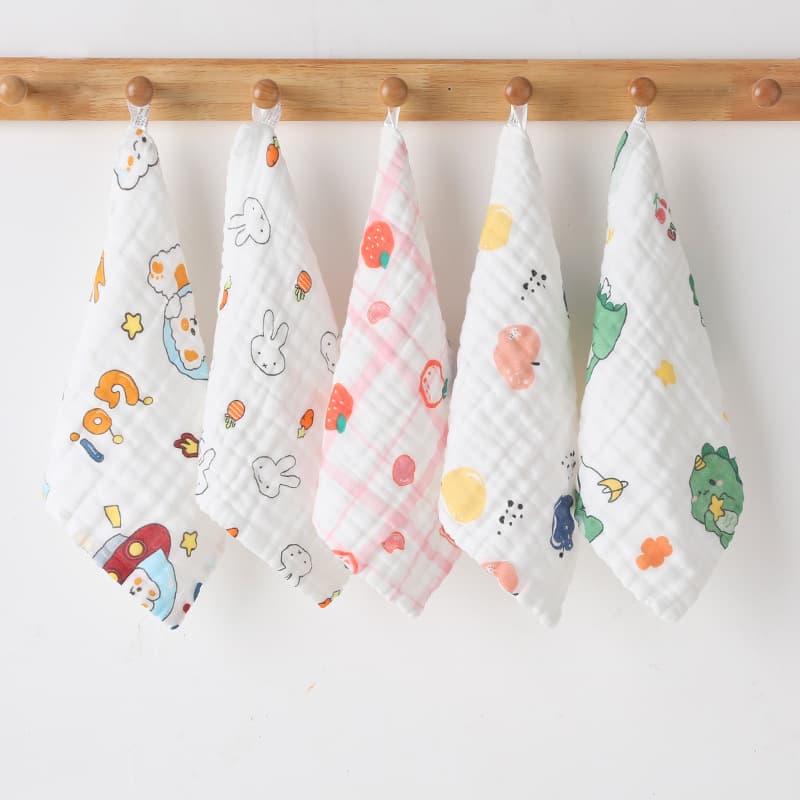 [Economical version] Class A six-layer 25x25cm pure cotton gauze dribble bib, infant square towel, absorbent face and feeding towel