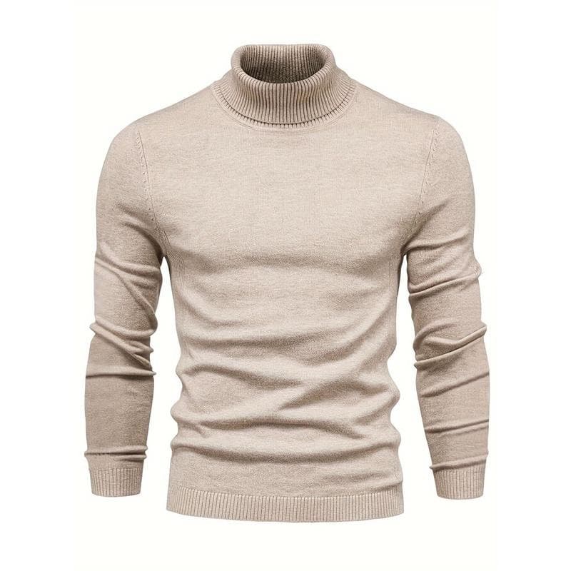 I 44838 Semi High Neck Solid Color Men's Sweater
