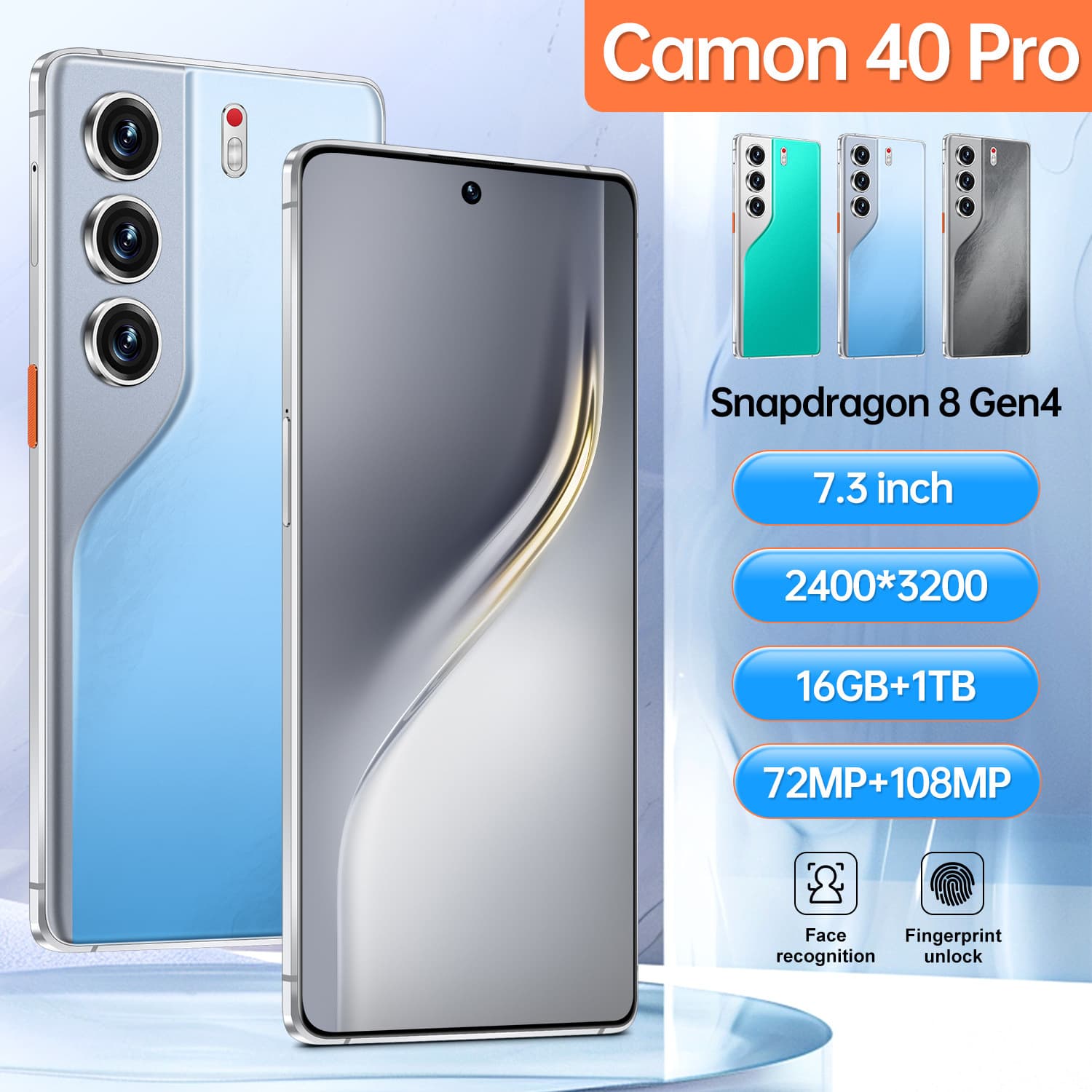 New Cross-Border Smartphone CAMON40 Pro 16+1T International Version HD Smartphone Wholesale