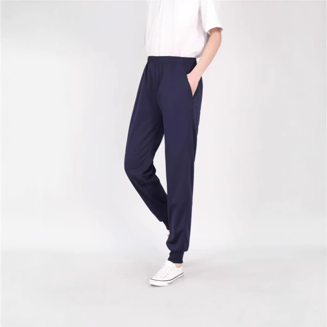 Tapered Leg Style Navy Blue Solid Color One Stripe Two Stripes Primary and Secondary Students Spring/Autumn School Uniform Pants Sports Style