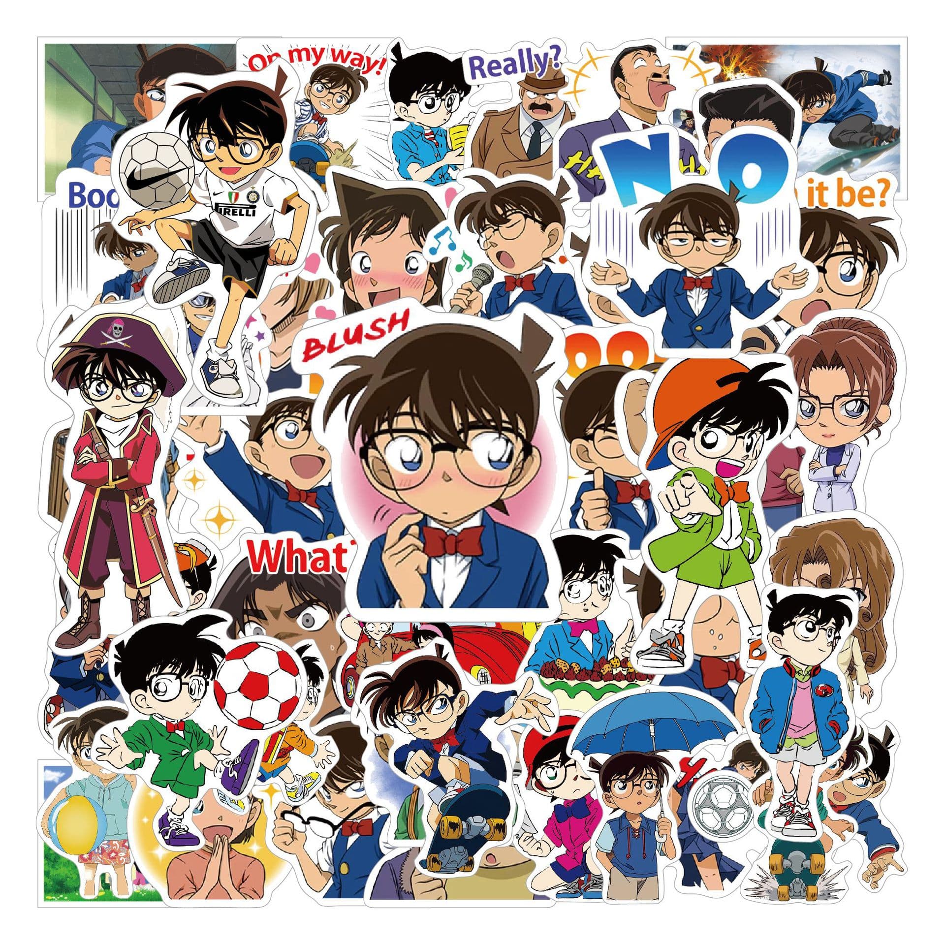 50-Piece Detective Conan Fridge Magnet Stickers Glossy Film Anime Merchandise Journal Stickers Motorcycle Backpack Decoration Cartoon Stickers