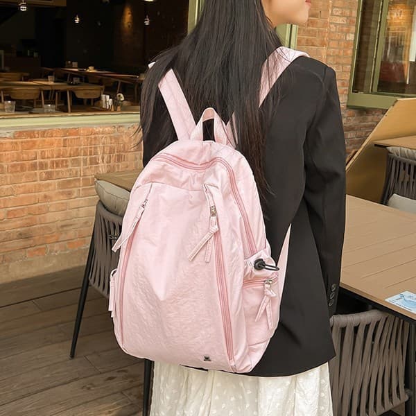Preppy Lightweight Backpack for Women, Middle and High School Students, Commuter Laptop Bag, Solid Color Large Capacity Travel Backpack