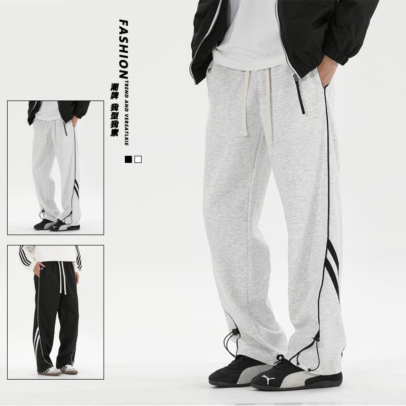 Summer Sports Casual Loose Wide-Leg Sweatpants for Teen Boys, Relaxed Fit with Dropped Crotch, Drawstring Straight-Leg Casual Versatile Long Pants