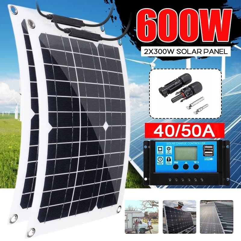 60W/30W Solar Panel with 40/50A Controller for Car, Yacht, Boat Charger Outdoor