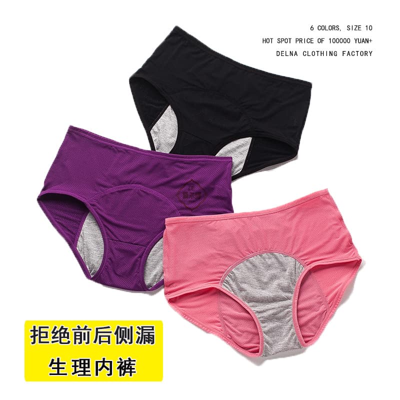 10 Mesh Breathable Period Panties, Plus Size, Anti-Leakage Before and After Menstruation, 200 lbs, Women's Menstrual Panties