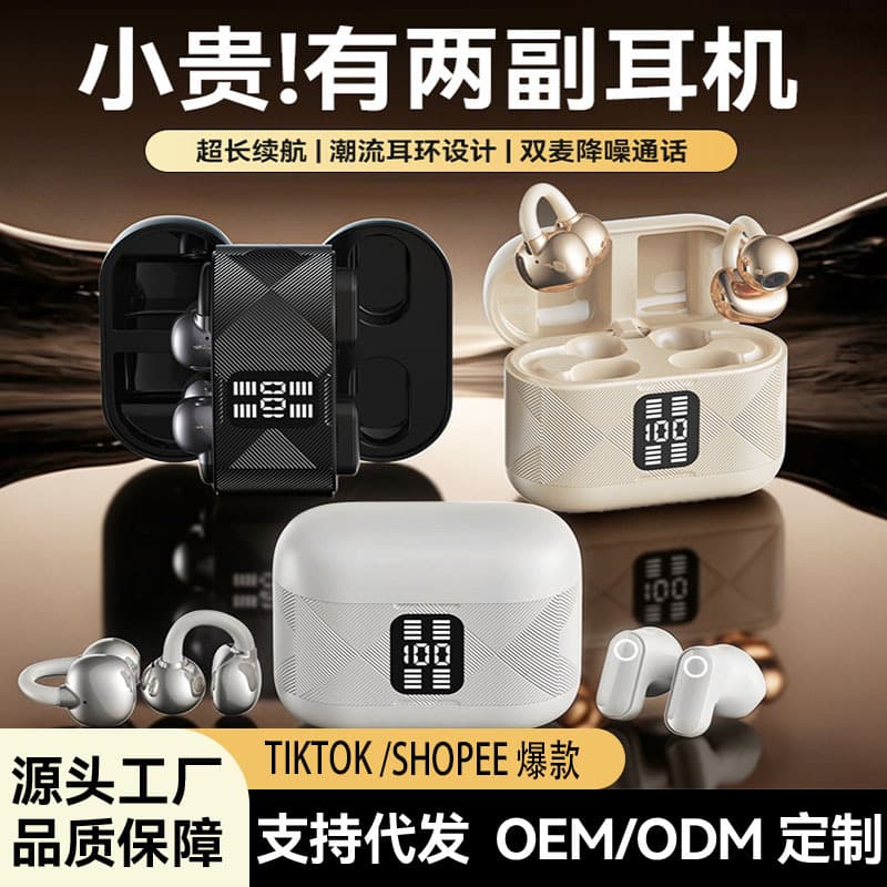 Twin Wireless Bluetooth Earbuds 2-in-1 Design In-Ear Clip-On Noise Cancelling Hi-Fi Sound Quality True One-to-Two