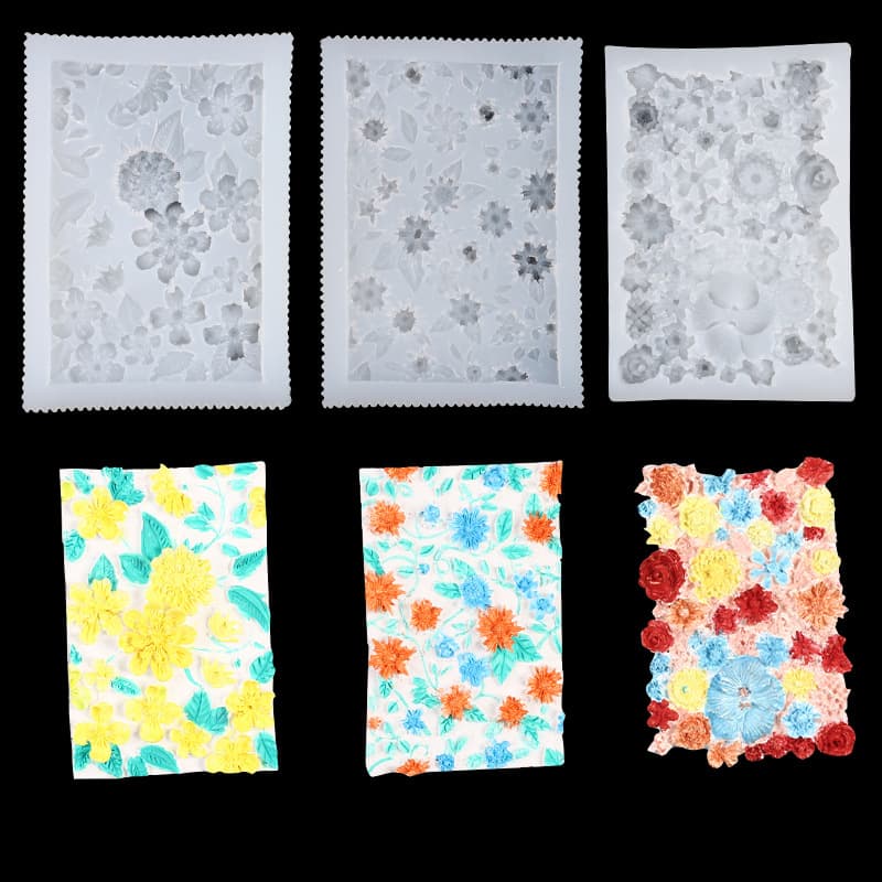 DIY Fondant Chocolate Cake Texture Baking Mold - Plant Flower Vine Leaf Pattern Silicone Mold