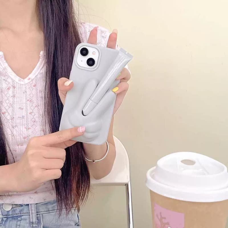 Storage Case for Lip Gloss, Silicone iPhone 15 Pro Max Phone Case, Suitable for Apple 14/13 Pro Max Soft Case