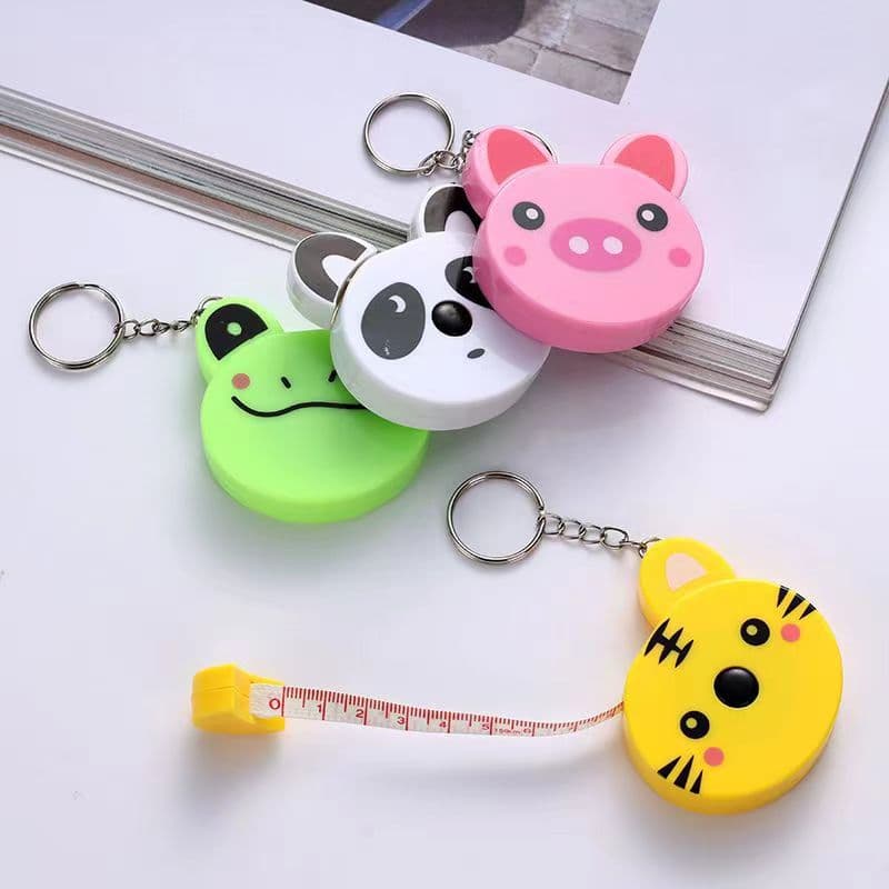 Keychain cartoon animal measuring tape, animal pattern measuring tape for measuring waist, hips, and bust; portable measuring tape.