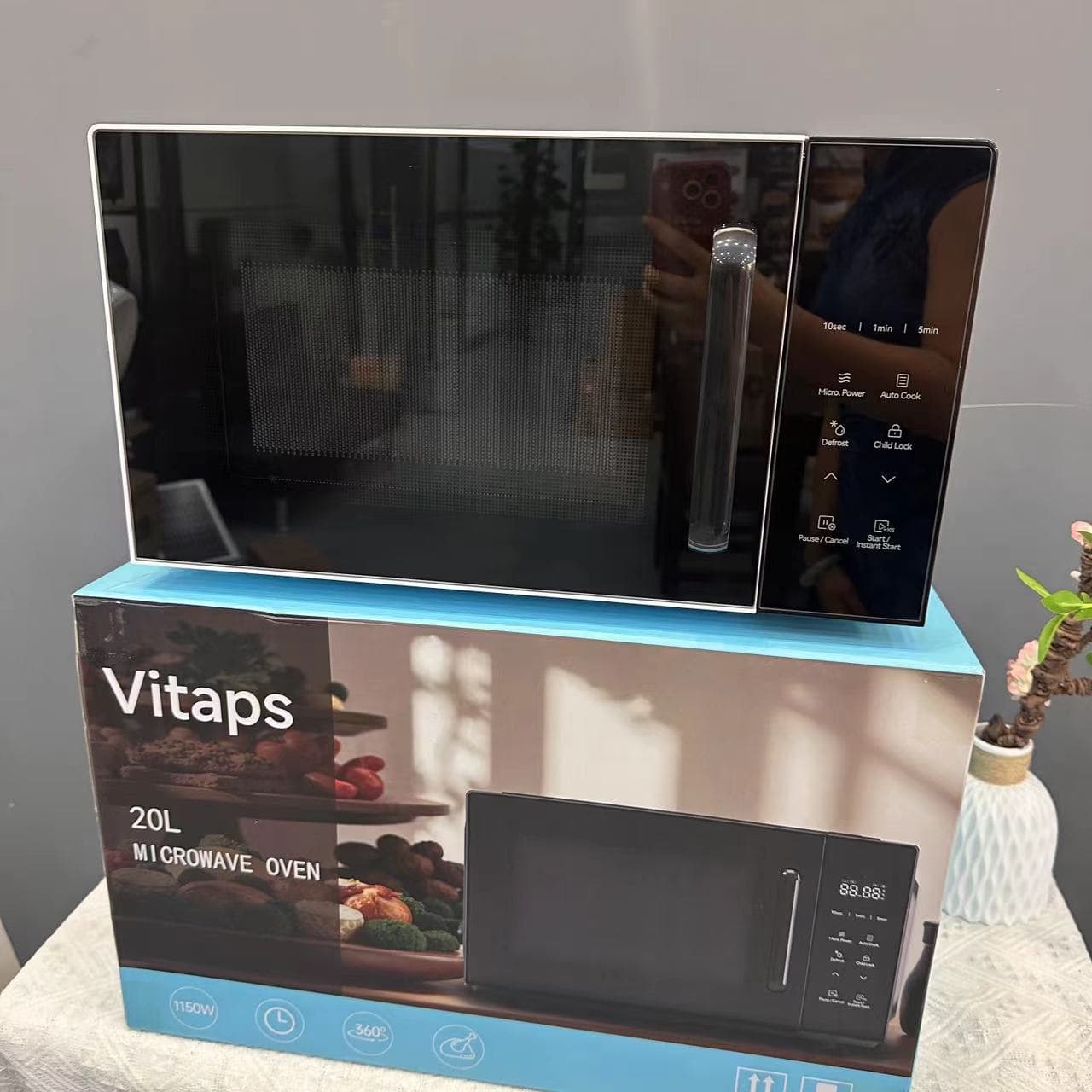 Cross-border 25L Microwave Oven, European standard export model, multi-functional turntable with mechanical and visible features.